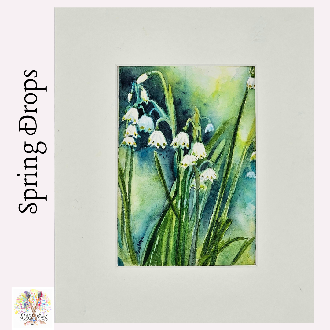 Spring Drops- original watercolour painting- 4x6 inches