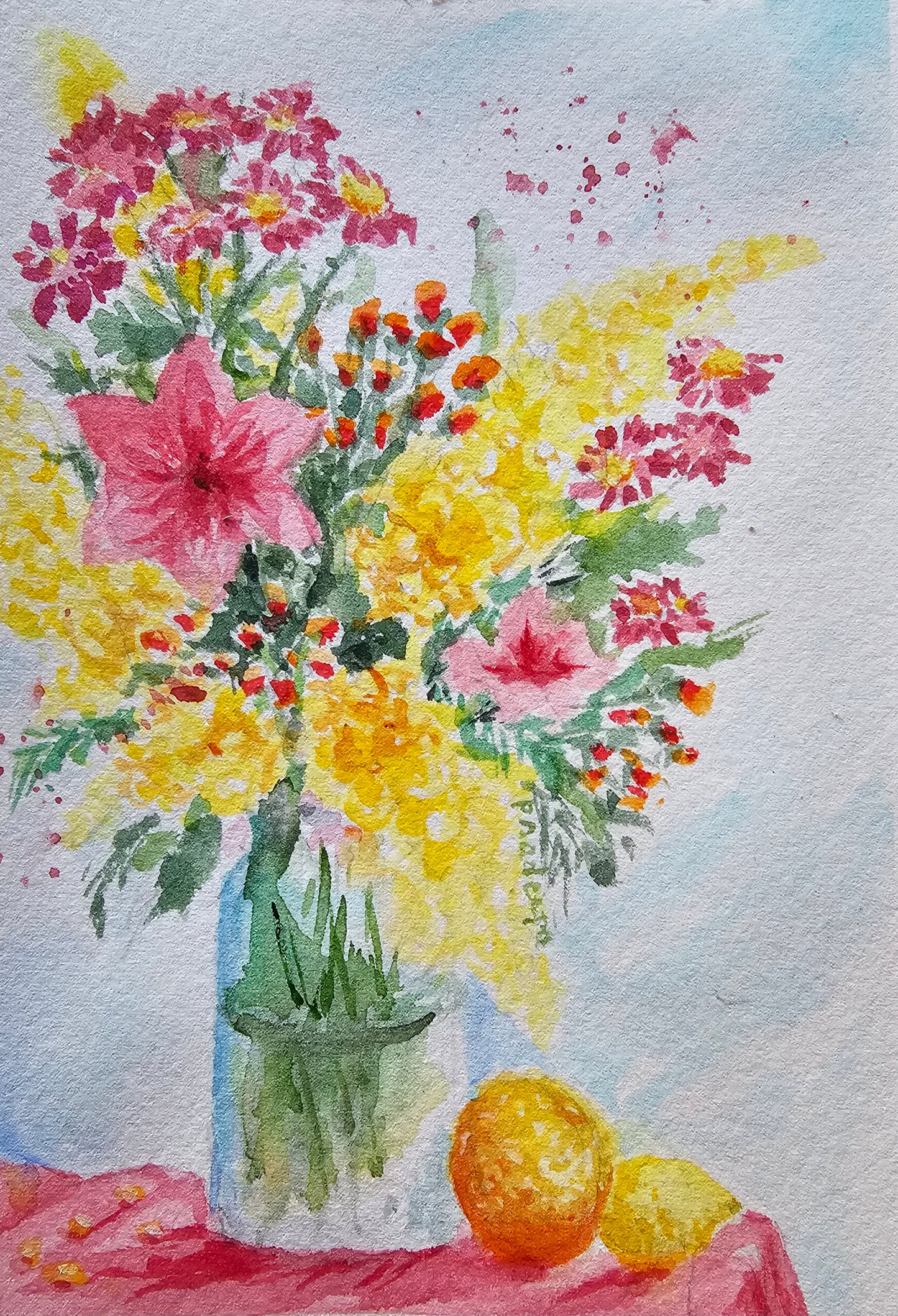 Fruitful Flowers - original watercolour painting, framed