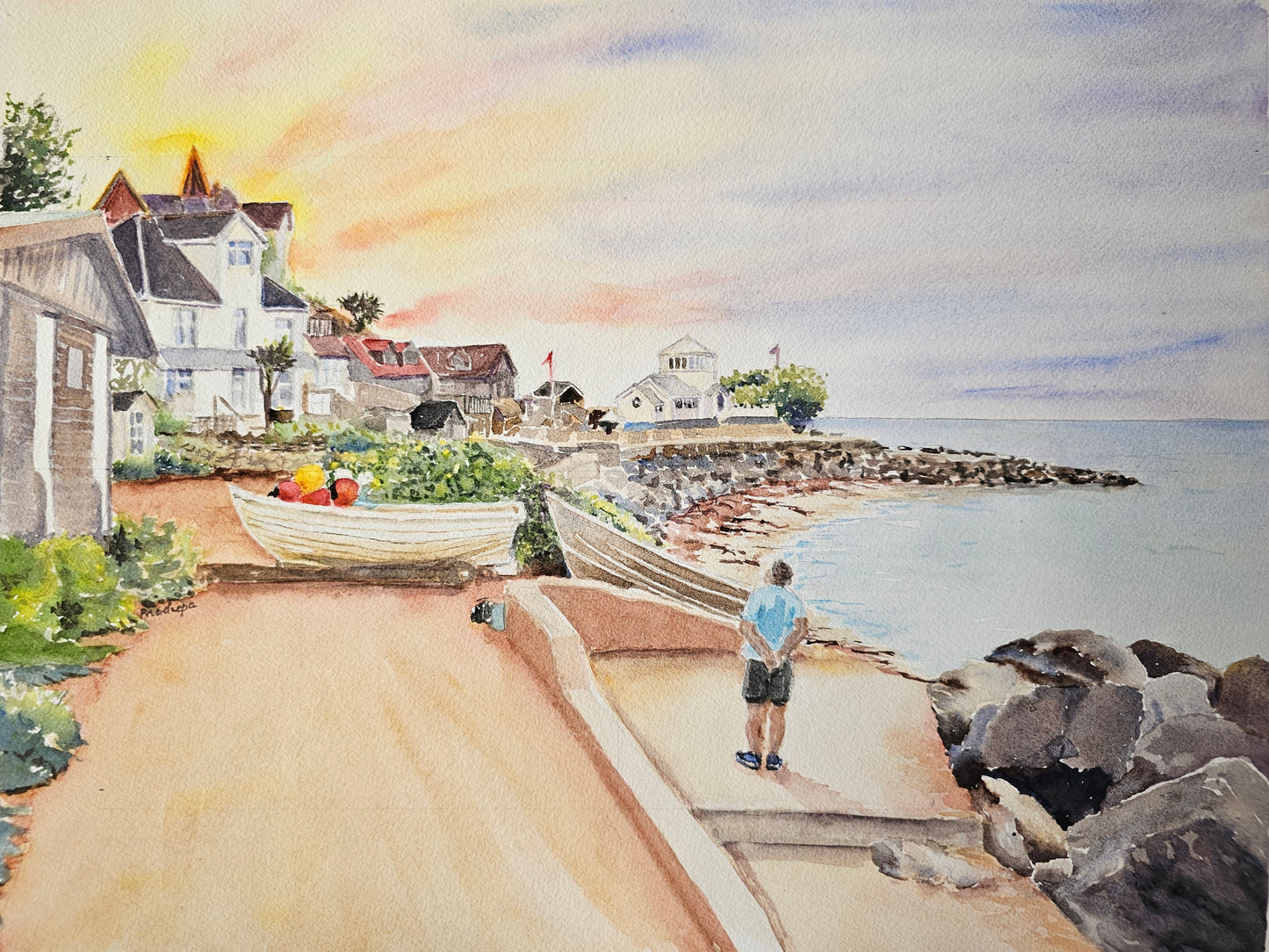 Savouring The View- Original Watercolour Painting, 30 x 42 cm approx.