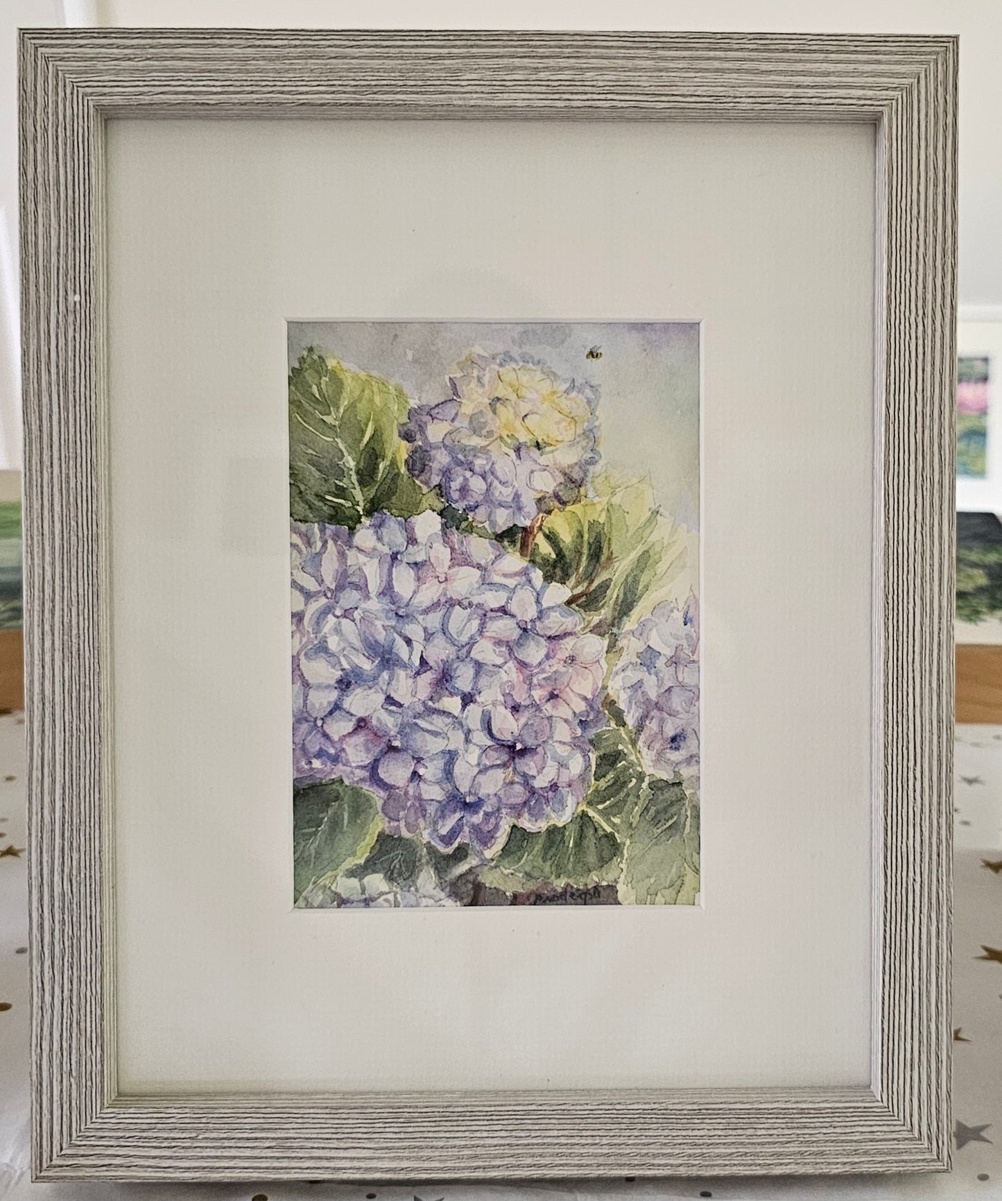The light of Hydrangeas- original watercolour painting, framed