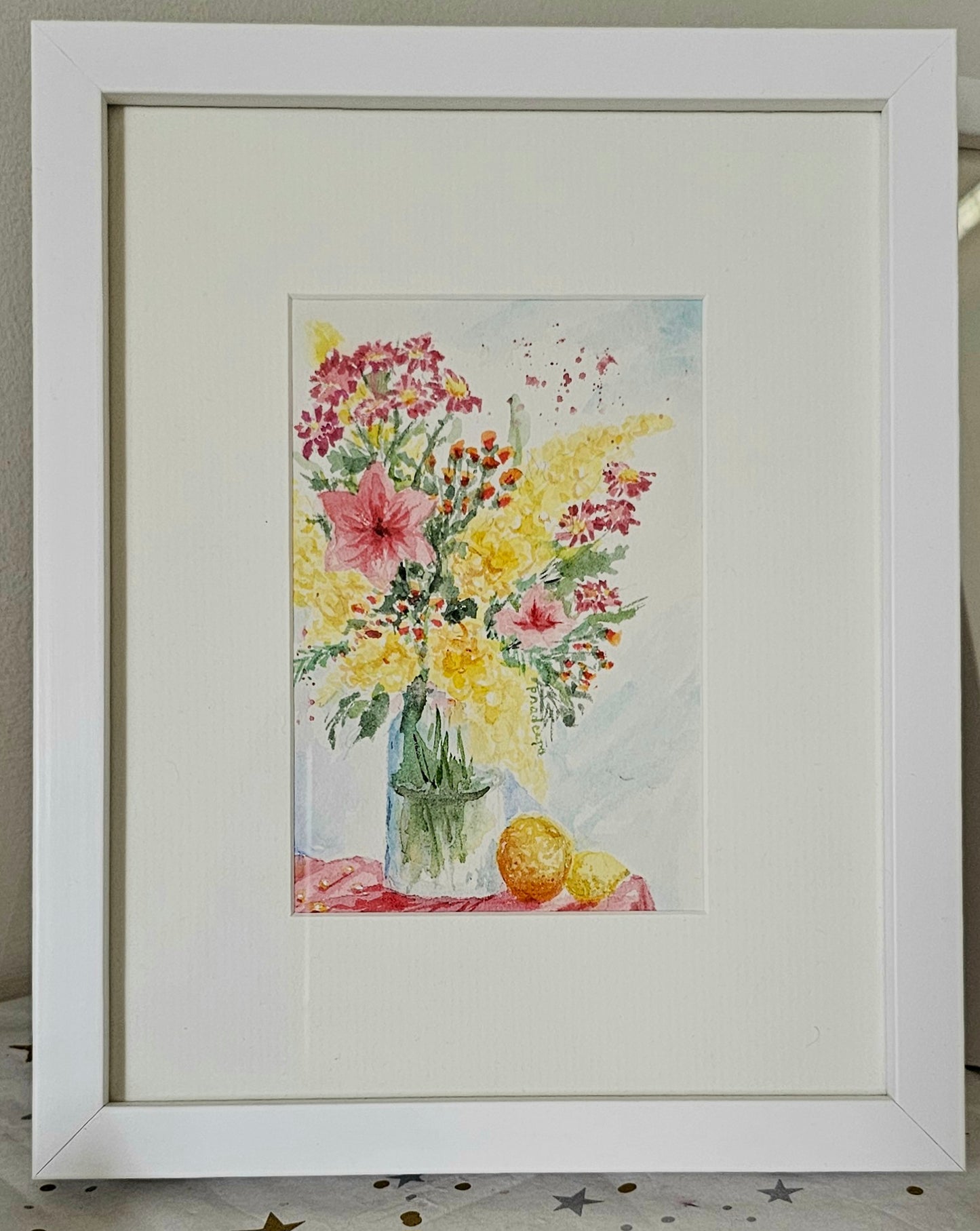 Fruitful Flowers - original watercolour painting, framed