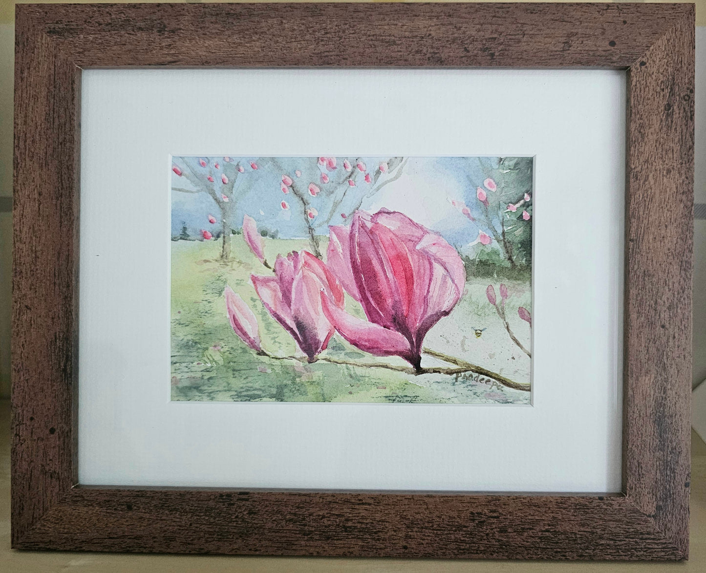 Magnolia Grove- original watercolour painting, framed