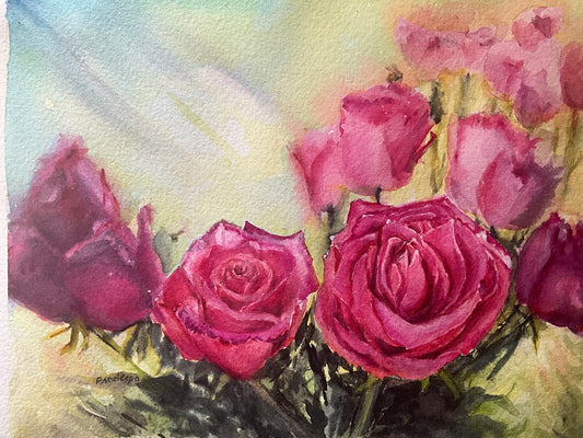 Roses Roses Everywhere- original watercolour painting