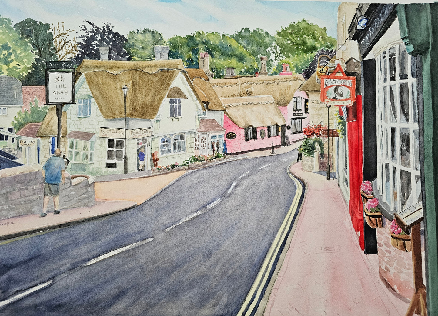 Old Village- Original Watercolour Painting, 74 x54 cm approx.