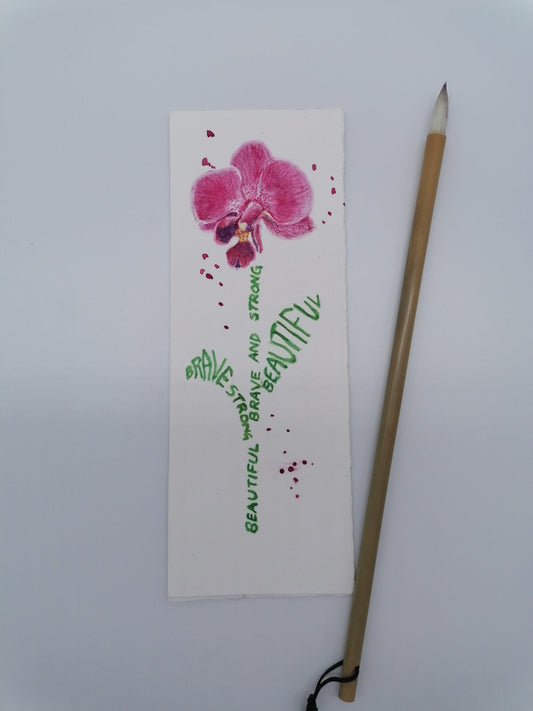 Orchid bookmark -Original watercolour painting
