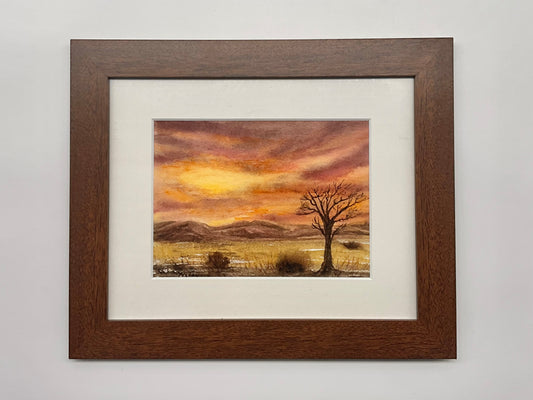 Sunset beyond The Mountains - Original Watercolour Painting