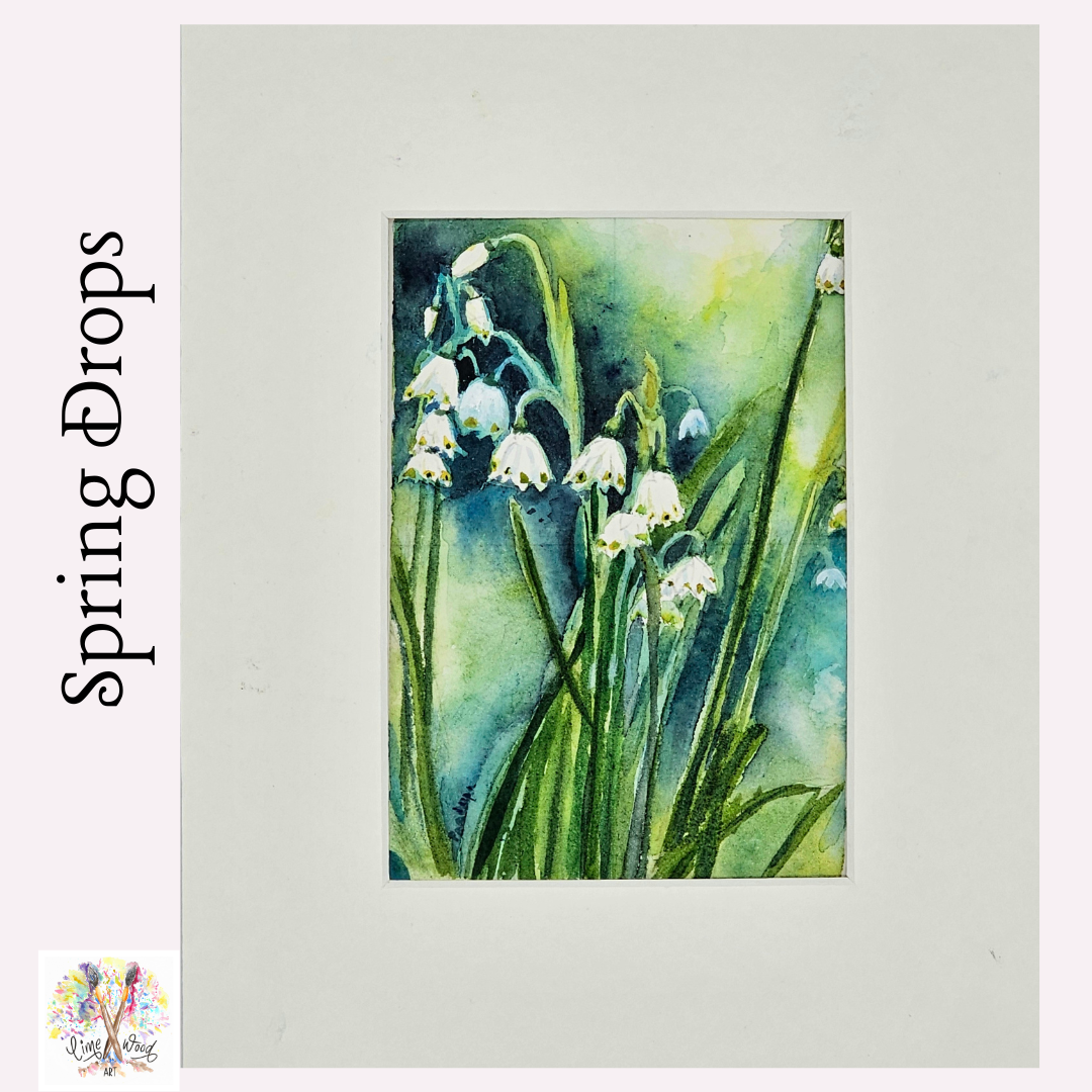 Spring Drops-  original watercolour painting- 4x6 inches