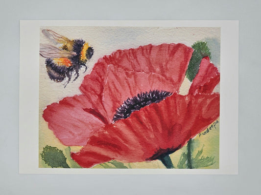 Poppy and Bee  -8x10 inch fine art print- signed &limited edition