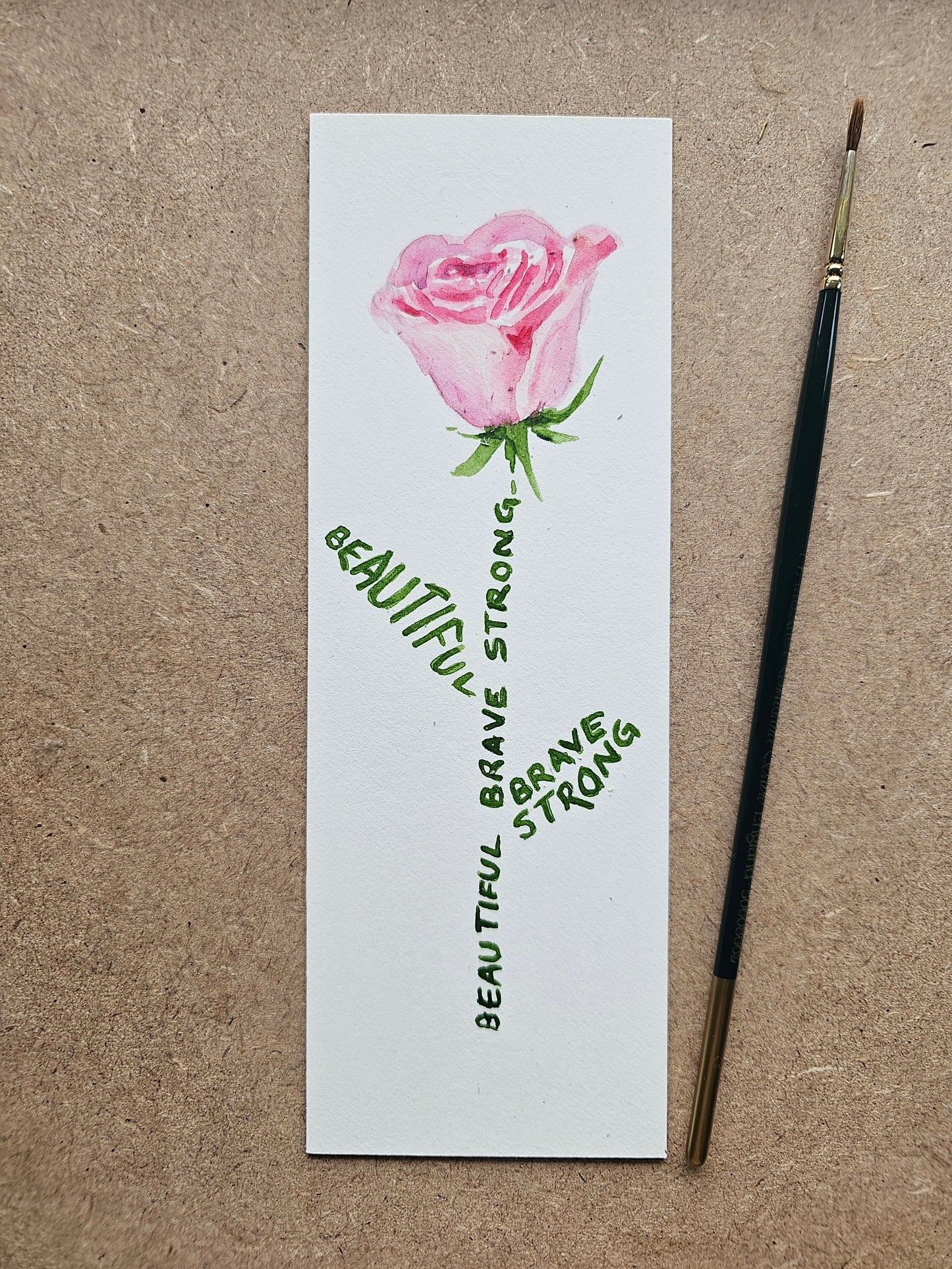 Rose bookmark- Original watercolour painting