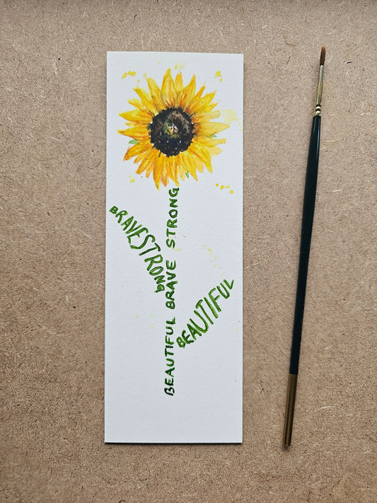 Sunflower bookmark - original watercolour painting