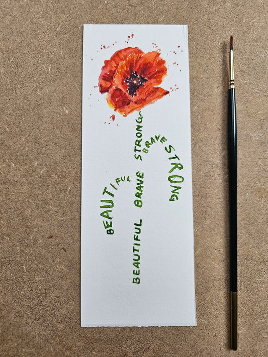 Poppy bookmark - Original watercolour painting