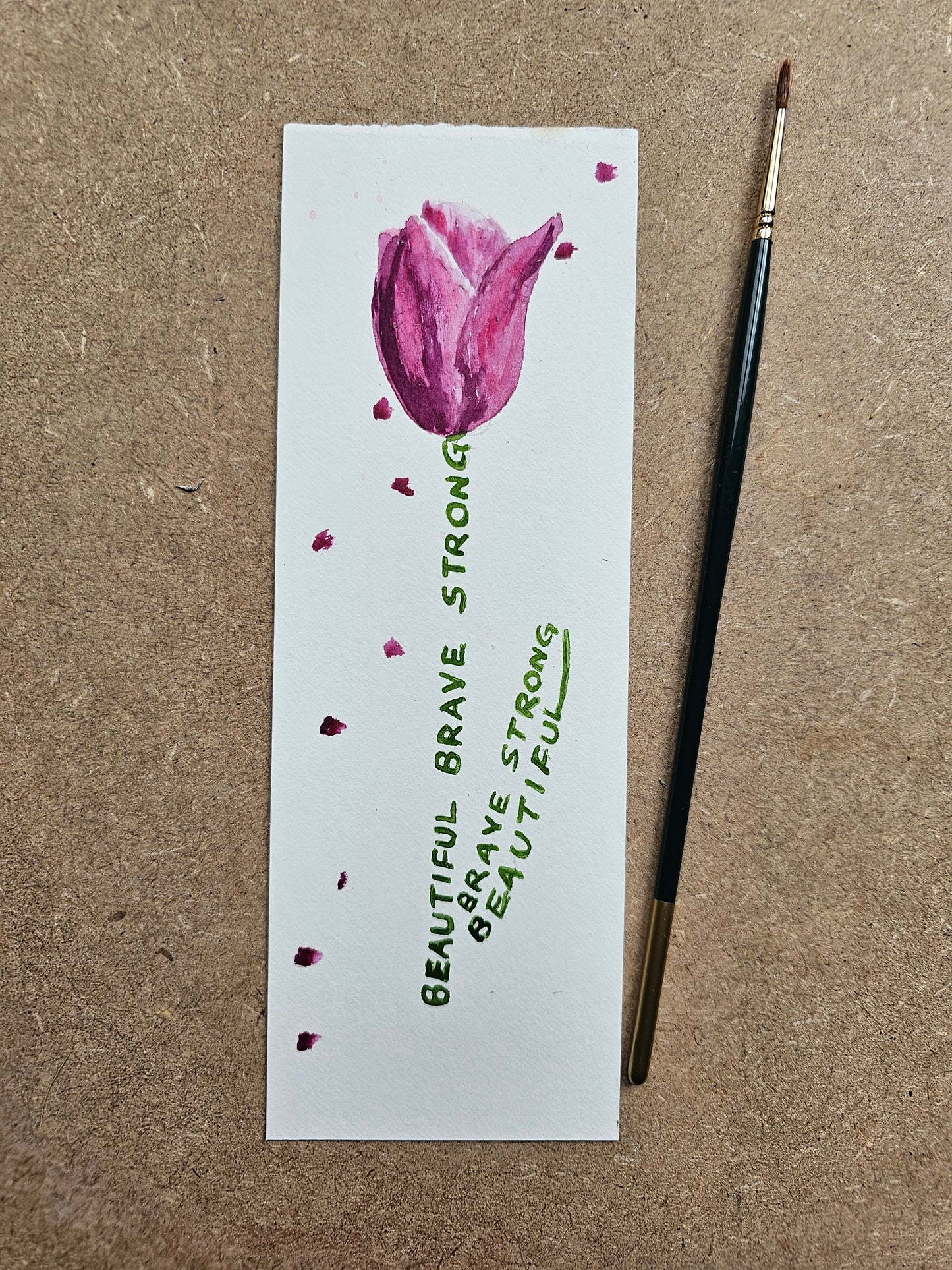 Tulip bookmark -Original watercolour painting