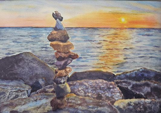 Stacking Stones In The Sunset- Limited edition print