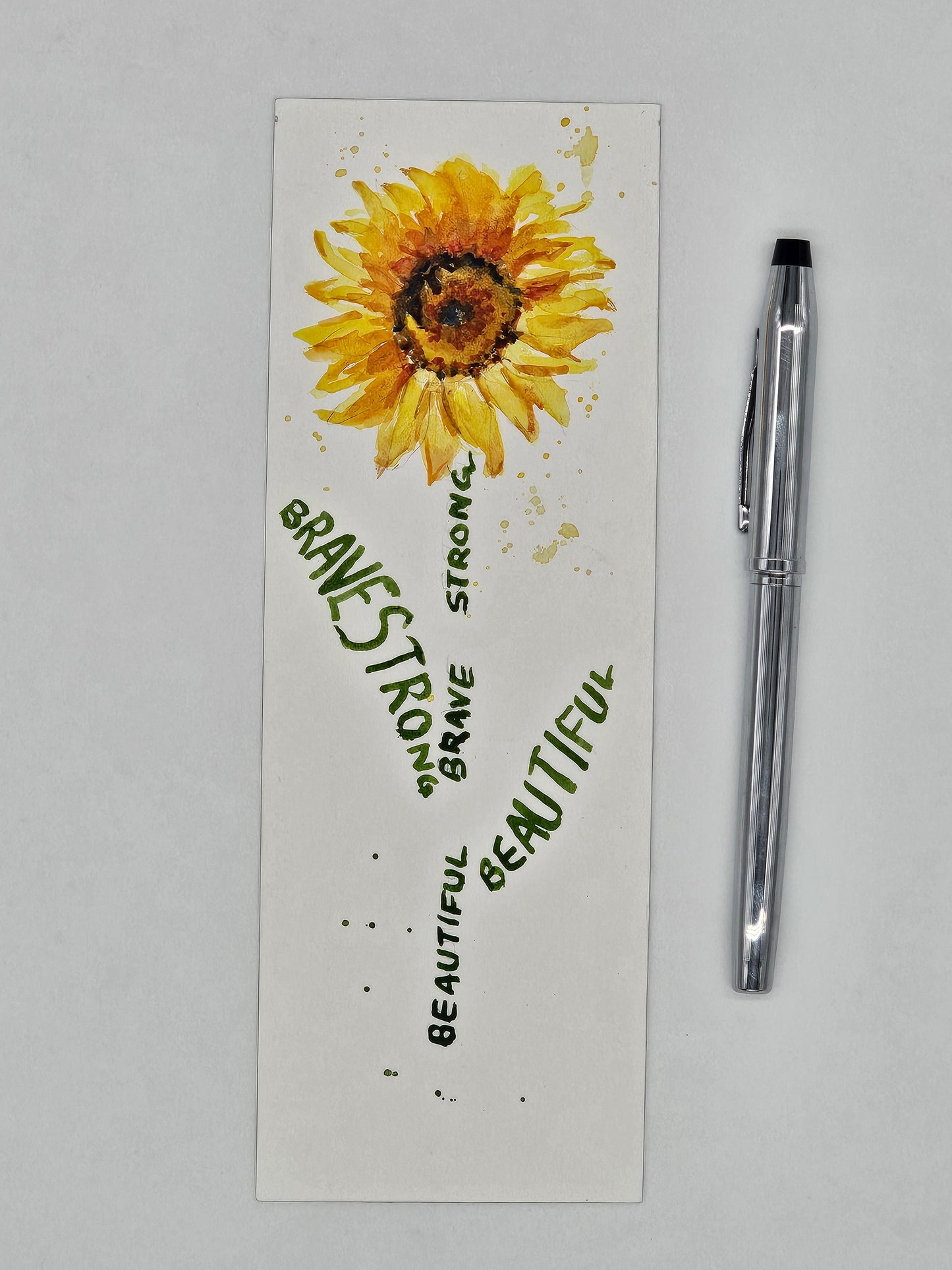 Sunflower bookmark - original watercolour painting