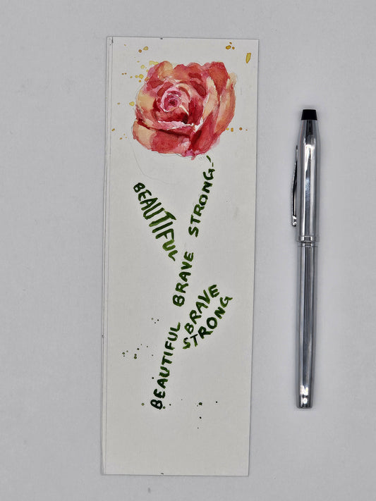 Rose bookmark- Original watercolour painting