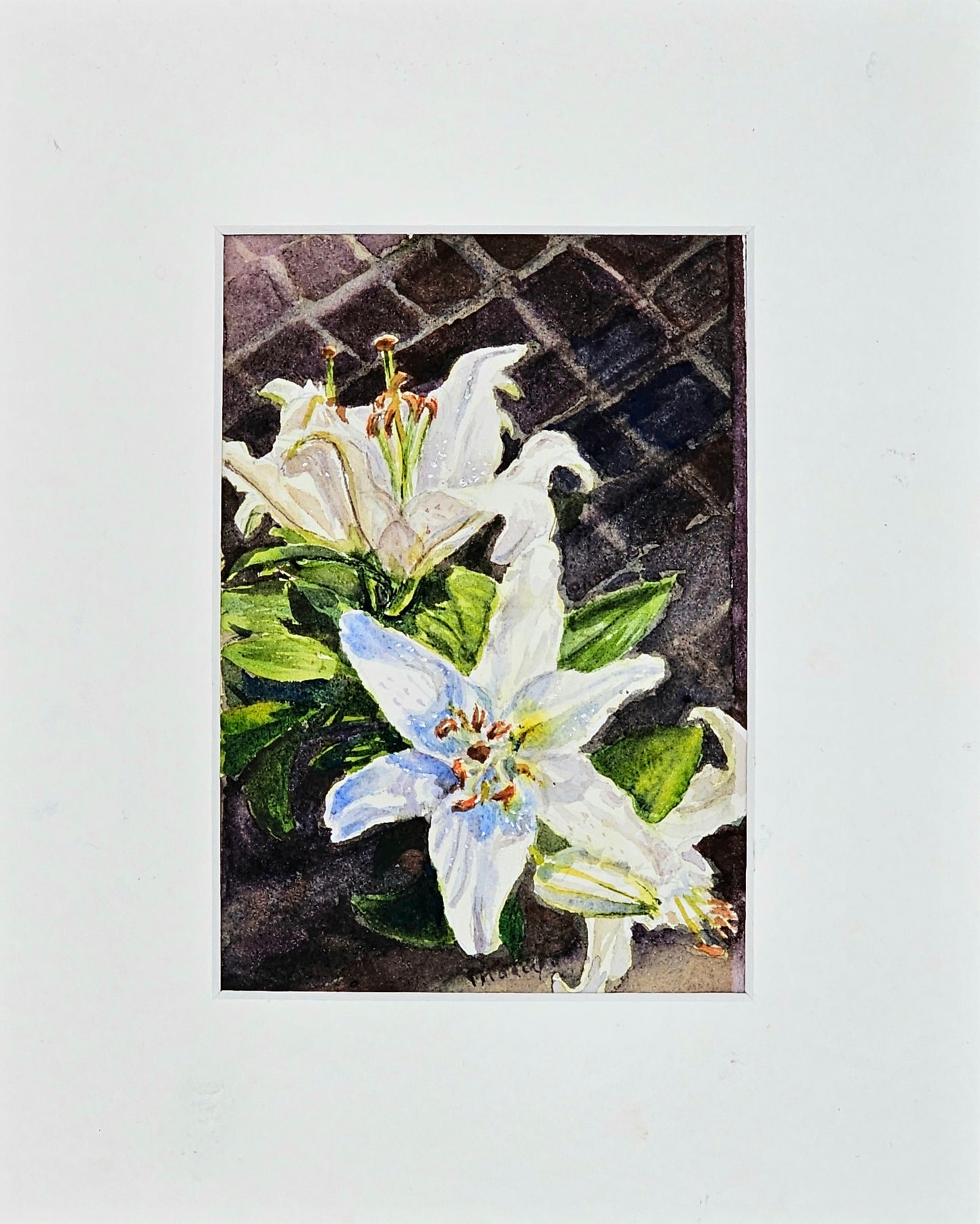 Shining Lillies-  original watercolour painting- 4x6 inches