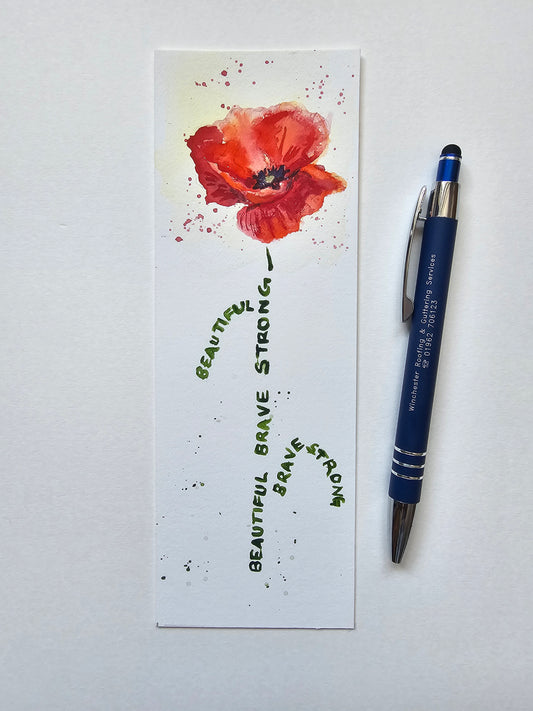 Poppy bookmark - Original watercolour painting