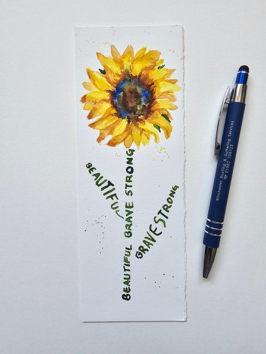 Sunflower bookmark - original watercolour painting