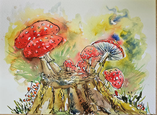 Mushroom pen and wash workshop- Fri 17 Oct - 10 am