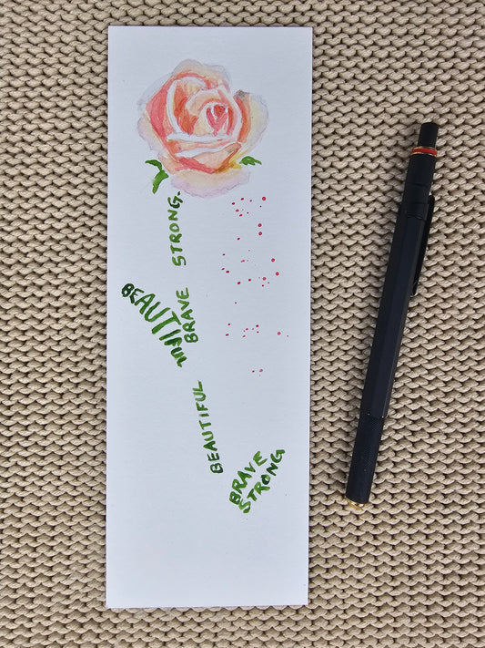 Rose bookmark- Original watercolour painting