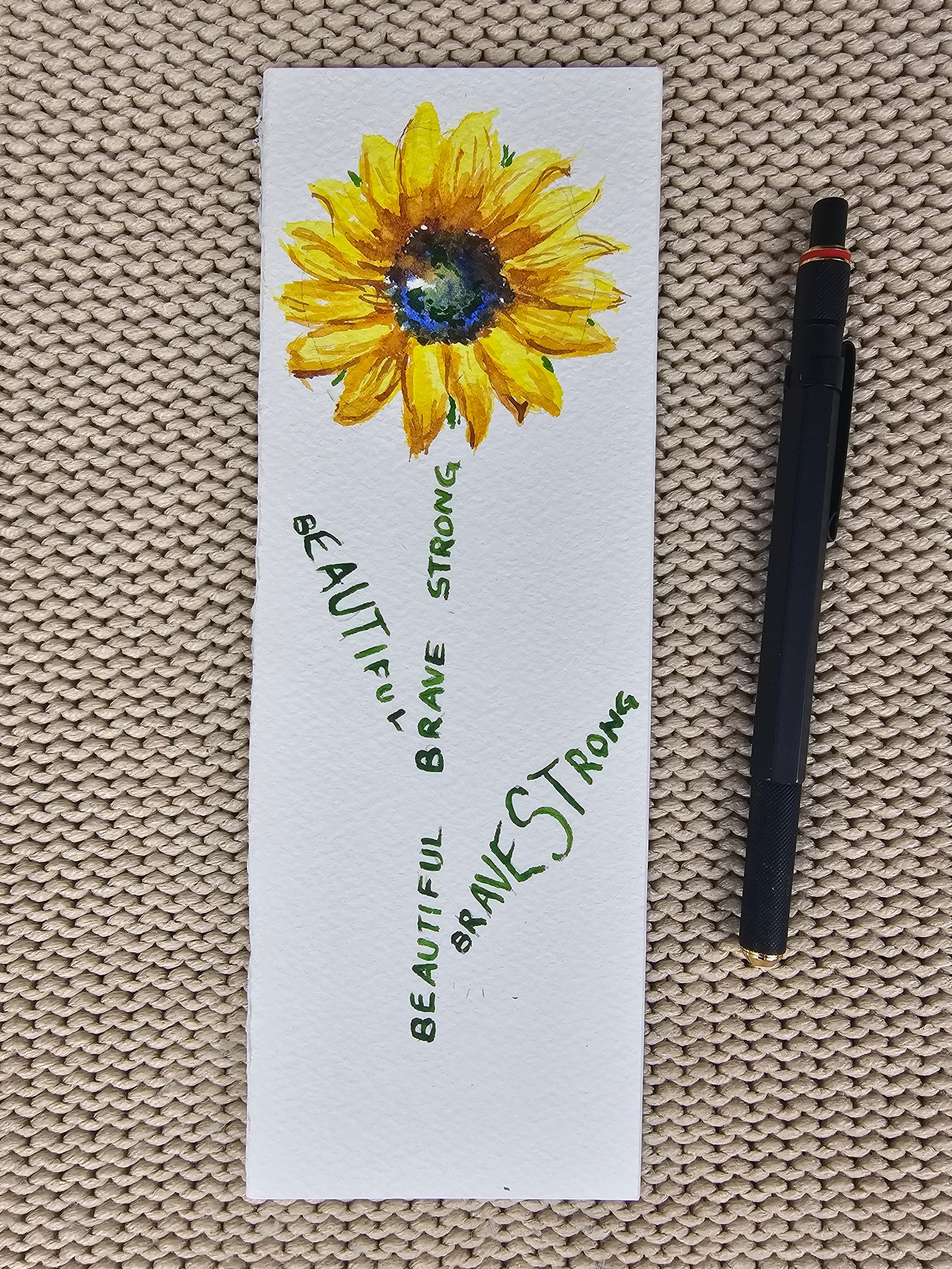 Sunflower bookmark - original watercolour painting