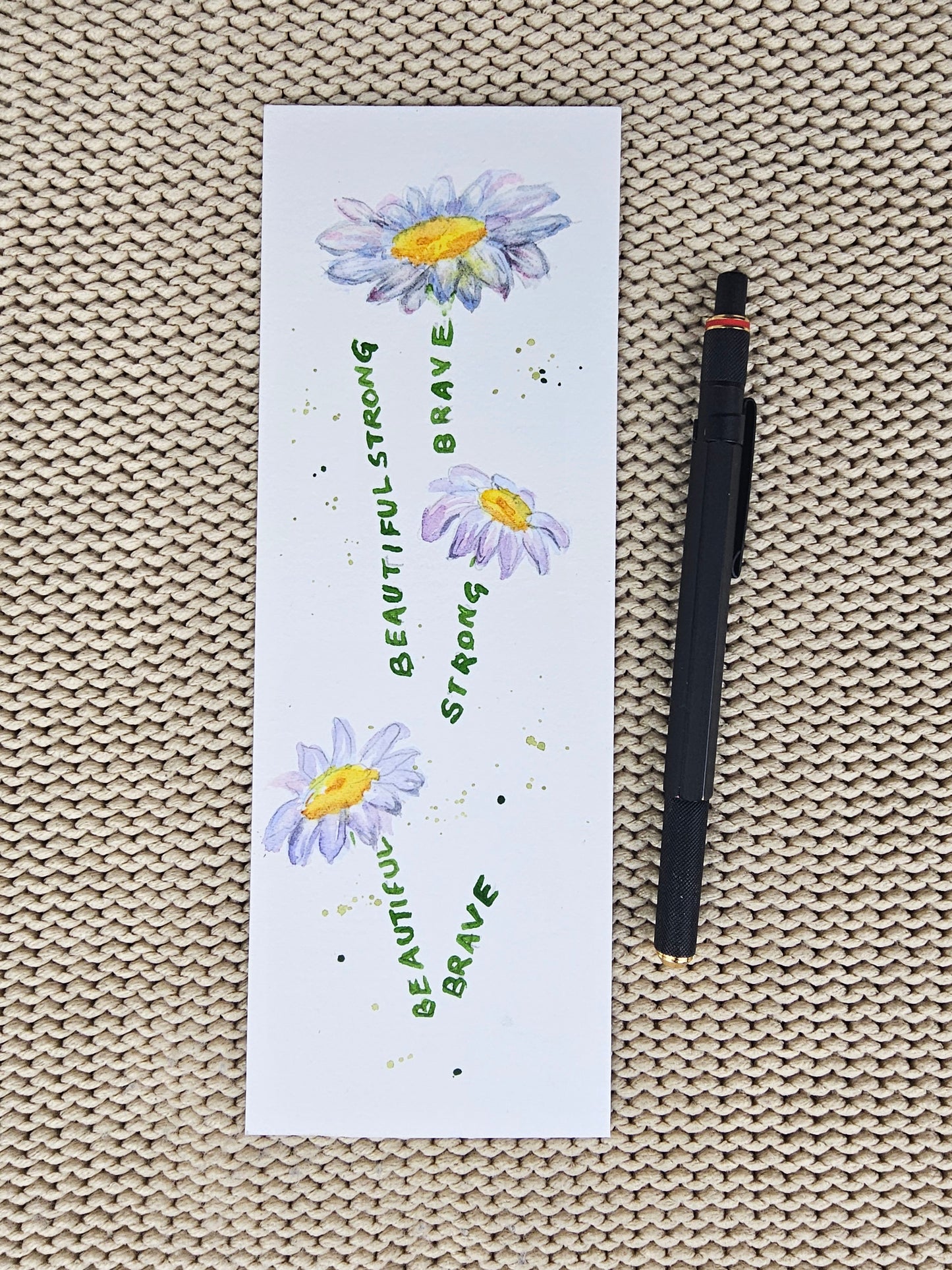 Daisies bookmark -Original watercolour painting