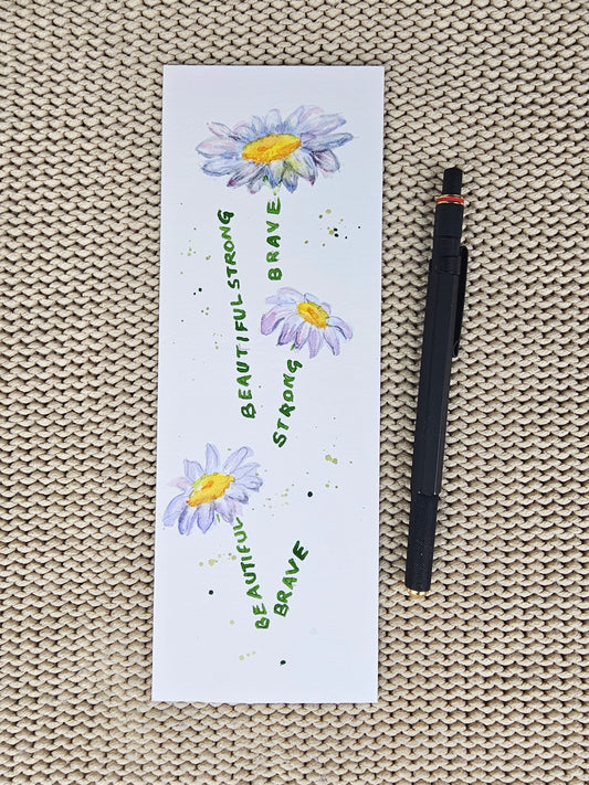 Daisies bookmark -Original watercolour painting