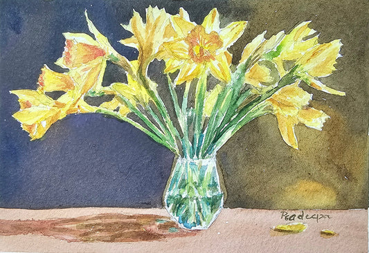 Daffodil Sunshine-  original watercolour painting- 4x6 inches