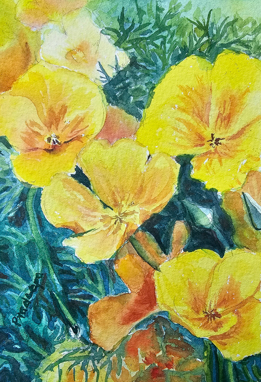 With Love From California -  original watercolour painting- 4x6 inches