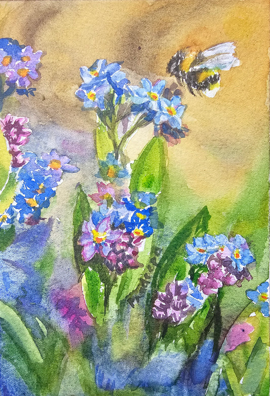 Forget Me Not -  original watercolour painting- 4x6 inches