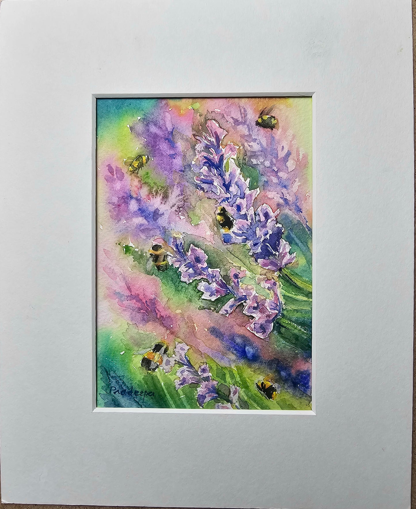 Lavender Bee Village -  original watercolour painting- 4x6 inches