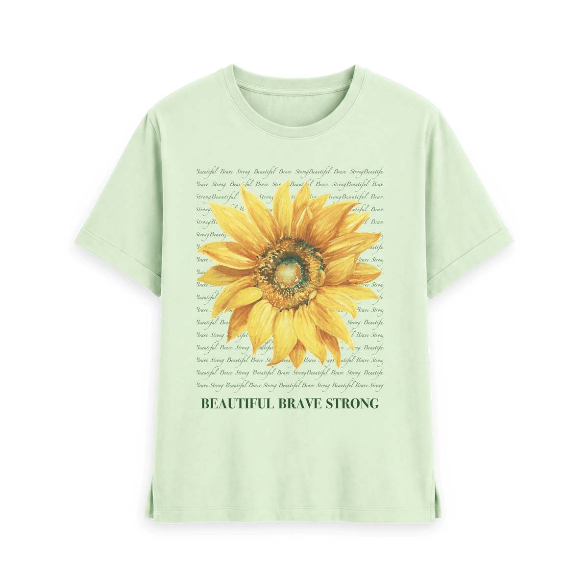 Pastel Green Printed T-shirt Front