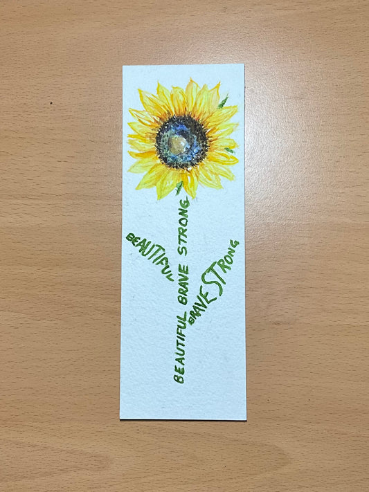 Sunflower bookmark - original watercolour painting