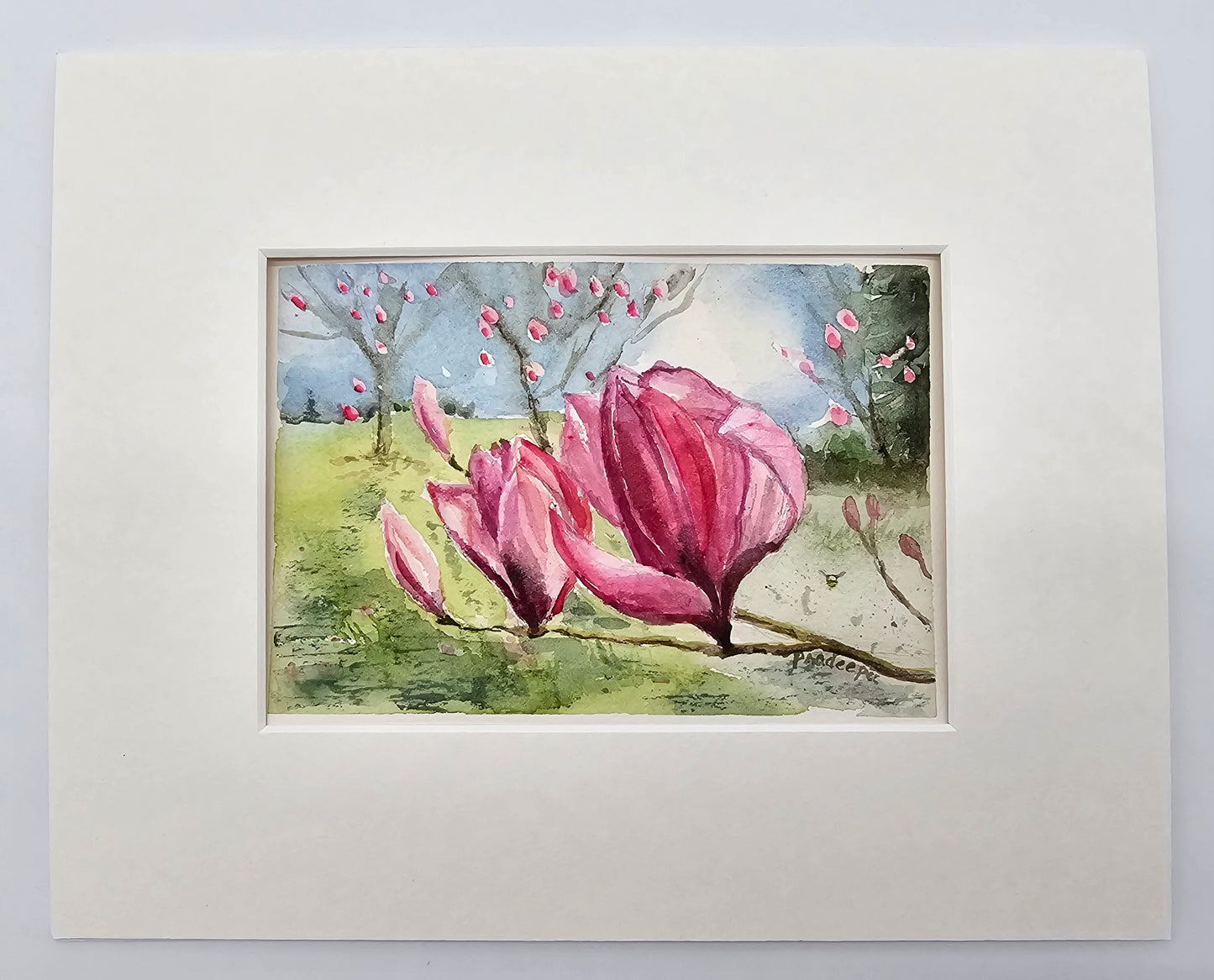 Magnolia Grove- original watercolour painting 4x6 inches