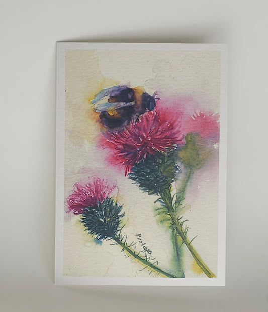 Greeting card- Thistle and Bee
