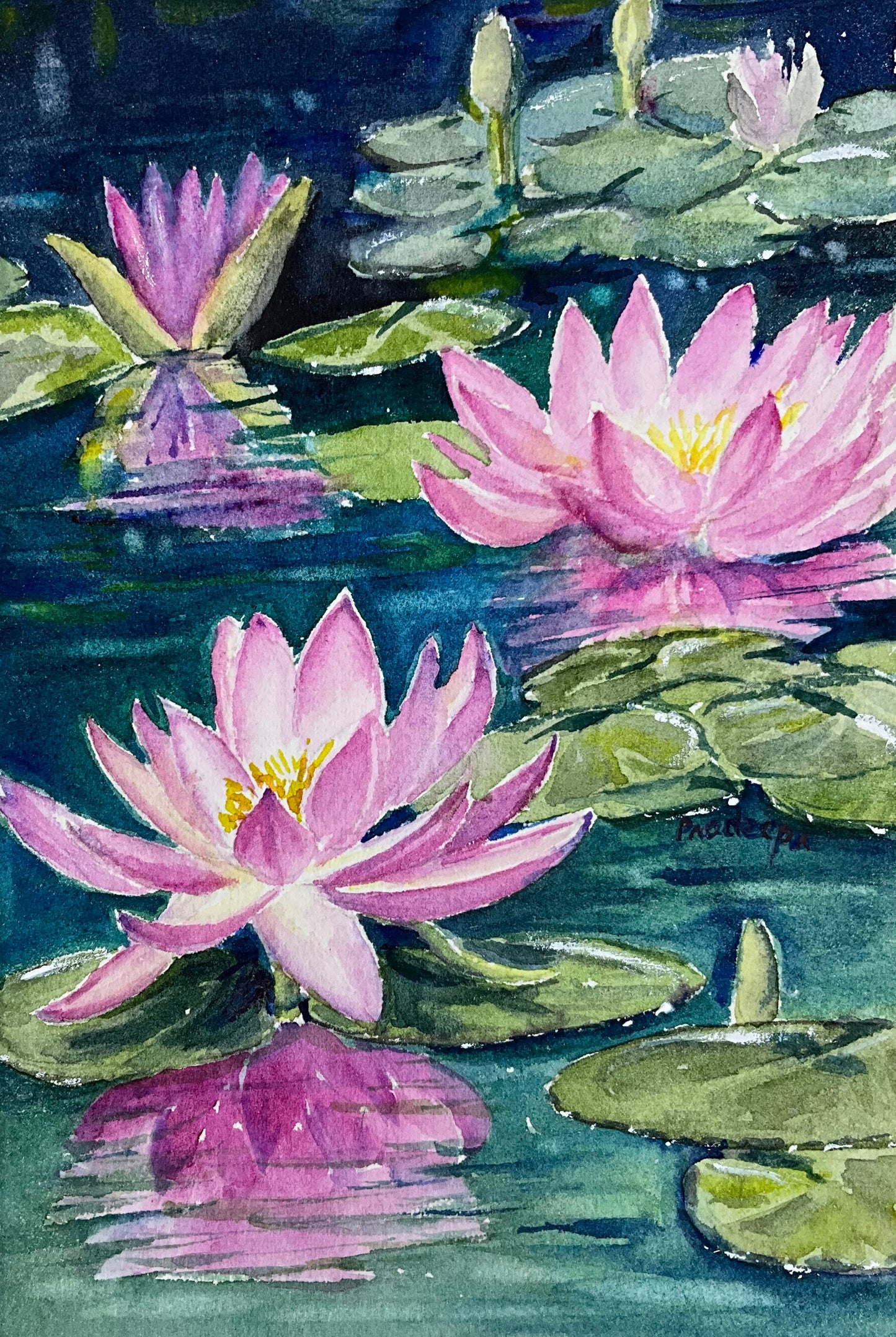 Summertime with Lilies - original watercolour painting