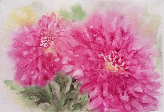 Dreamy Chrysanthemums - Original Watercolour Painting