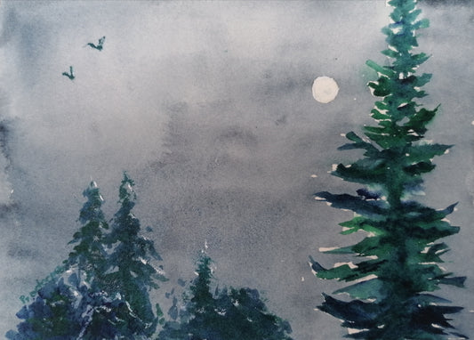Moonlit Evening - Original Watercolour painting