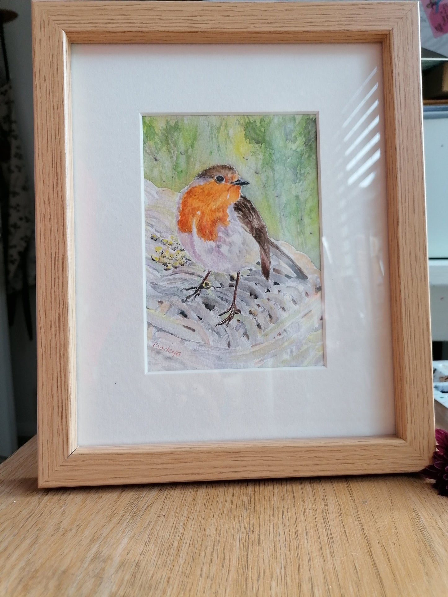 Robin on the Lookout- Original Framed Watercolour painting