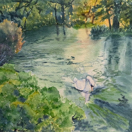 Itchen Beauty- 'Path of the Swan' - Original watercolour painting